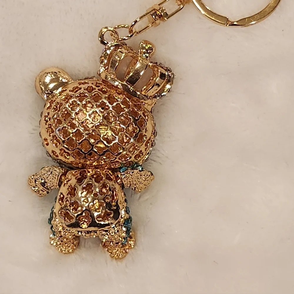 Sparkling Teddy Bear With Crown Keychain Bag Charm